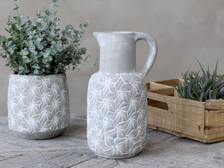 Kanne Colmar, franz. grau, von Chic Antique, H30cm/ D14,5cm