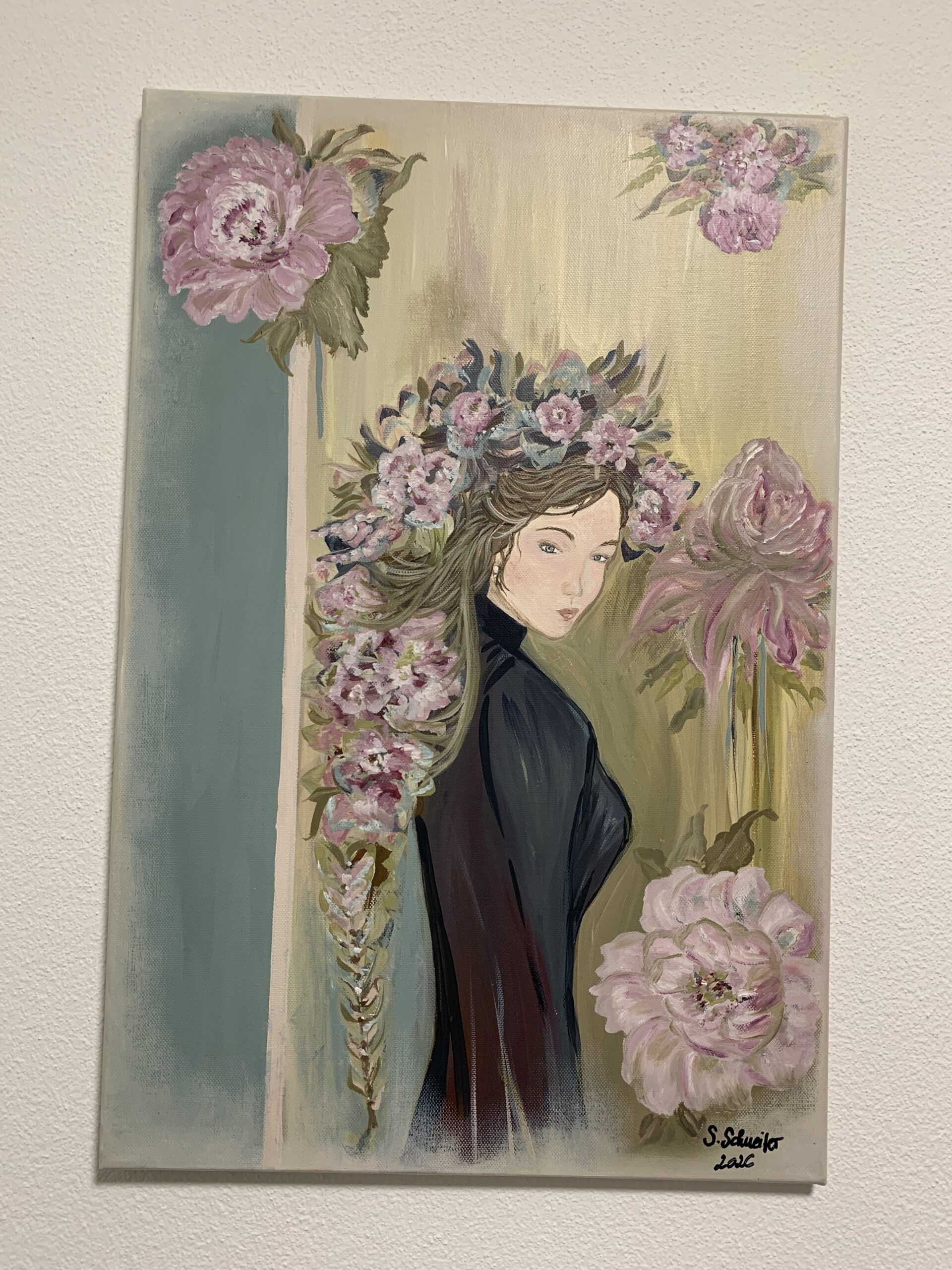 Ölgemälde auf Leinwand, Blumenmädchen, 40x60cm