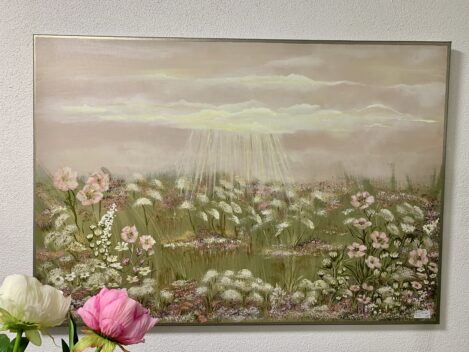 Acrylbild "Morgenruhe auf der Blumenwiese", 70x100cm
