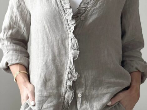 Leinenbluse Essie, taupe, Gr.L, von Bypias